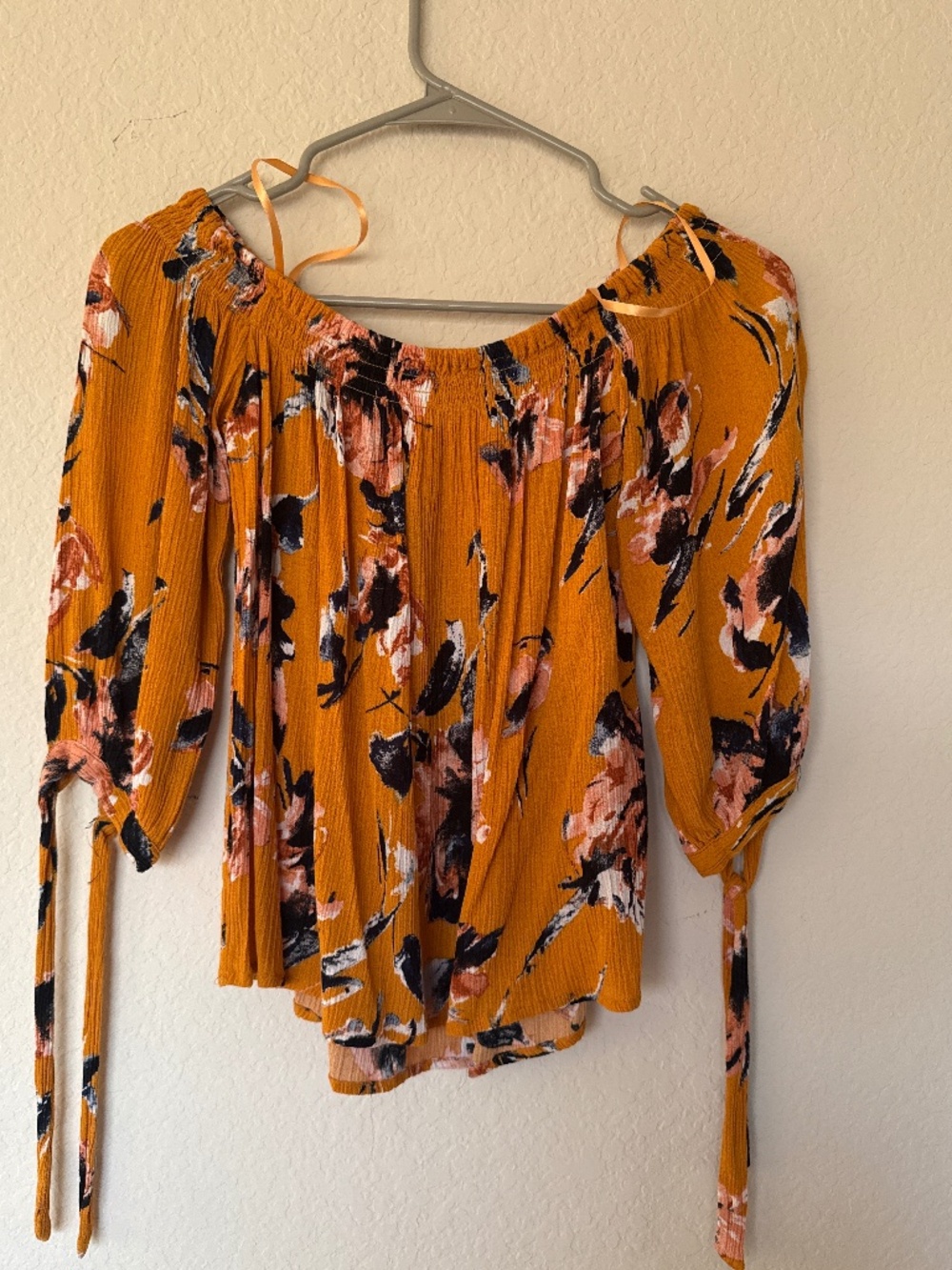 Love Clothing Los Angeles Floral Off-Shoulder Blouse – Mustard Yellow Boho Top